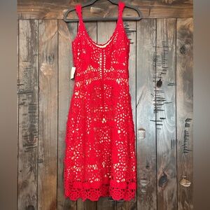 Moda International Red Cut Out Tiered Sundress